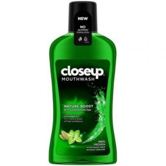 Closeup Nature Boost Mouthwash - Cardamom, Tulsi  (500 ml)
