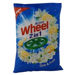 Wheel Active 2 in 1 Detergent Powder - Clean and Fresh (Blue), 1kg Pouch